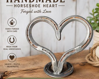 Steel Horseshoe Heart Art, Welded Metal Accent Piece