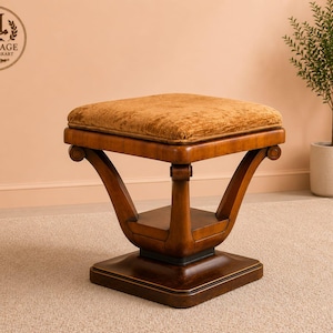 Taburete otomano de madera hecho a mano, reposapiés tapizado, asiento de tocador de madera maciza, otomana para sala de estar, muebles a medida