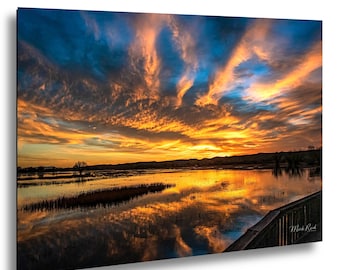 Bosque Del Apache Sunset Print: New Mexico Wetland Reflection Wall Art