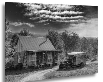 Vintage Truck Cabin Print: Black and White Colorado Farmhouse Photography, Rustic Homestead Decor
