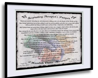 Respiratory Therapist Prayer Art Print Nurse Holding Hand Patient Photo Hospital Wall Decor, Bordered