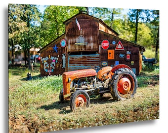 Vintage Rusted Tractor Barn Print: Missouri Farm Photography, Rustic Wall Art