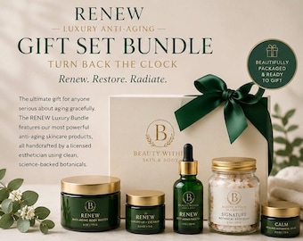 RENEW Luxe anti-verouderingscadeausetbundel | Handgemaakt schoonheidsspecialiste | Natuurlijk cadeau voor anti-veroudering