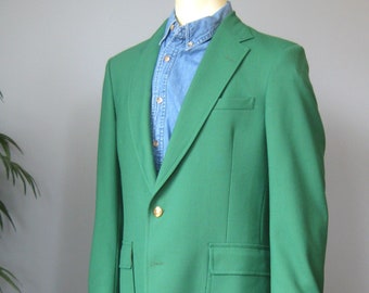 Mens Green Blazer / Vtg / Izod Lacoste Sport Coat Blazer / golf country club