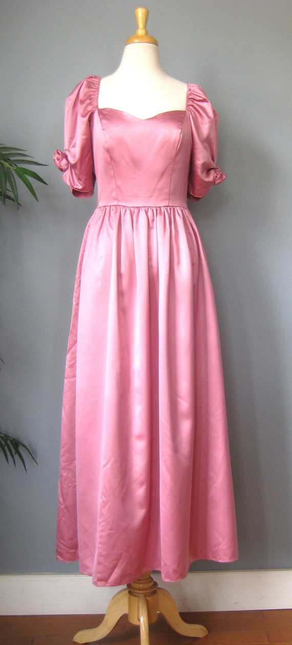 Pink Satin Gown / Vtg 60s / Extravagant Sleeves Pi