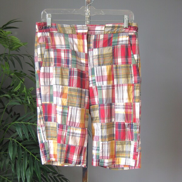 Patchwork Pants / Vtg 90s / Larry Levine pieced cotton patchwork Bermuda shorts