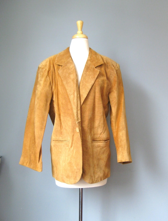 Tan Suede Jacket / Vtg 80s / Tan Suede Blazer Jack