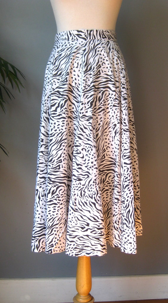 Animal Print Circle Skirt  / Vtg 80s / Handmade b… - image 1