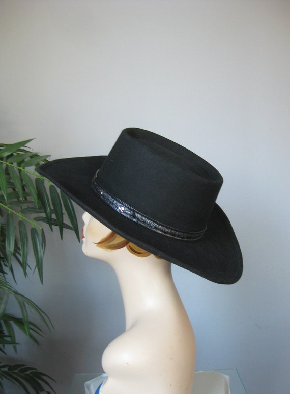 Sheplers Cowboy Hat / Vtg / Black Felt Felt Cowboy