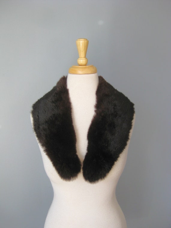 Black Fur Collar / Vtg / Long Hair Black Fur Colla