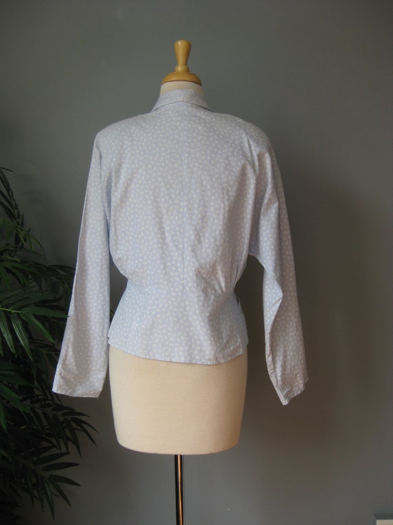 Cotton Peplum Blouse / Vtg 80s / Handmade Surplic… - image 4