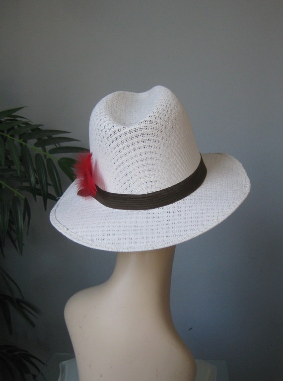 Straw Hat / Vtg / White Mexican firm body straw f… - image 3