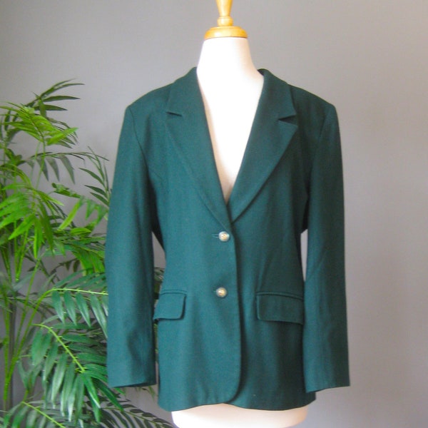 Pendleton Blazer / vtg 90s / Forest Green Wool Blazer USA size 12