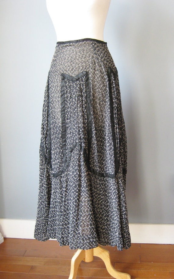 Antique Skirt / Vtg early / Black and White Sheer