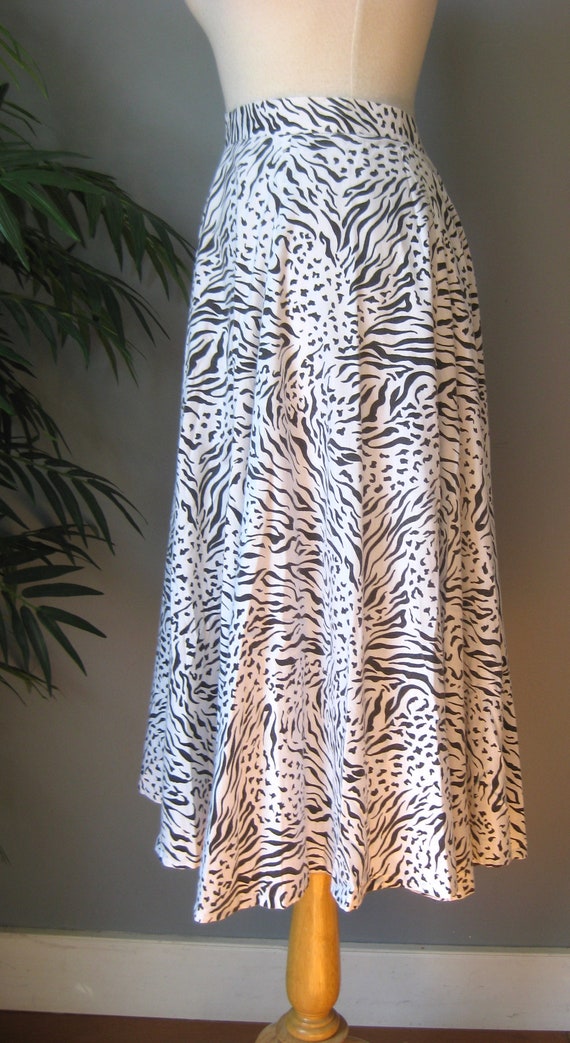 Animal Print Circle Skirt  / Vtg 80s / Handmade b… - image 3