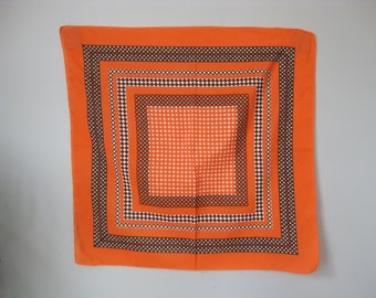 Orange and Brown Bandana / Vtg / 24" square scarf mod 70s colors