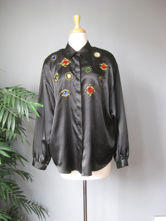 Jeweled Shirt / Vtg 80s / Laura & Jayne Collection