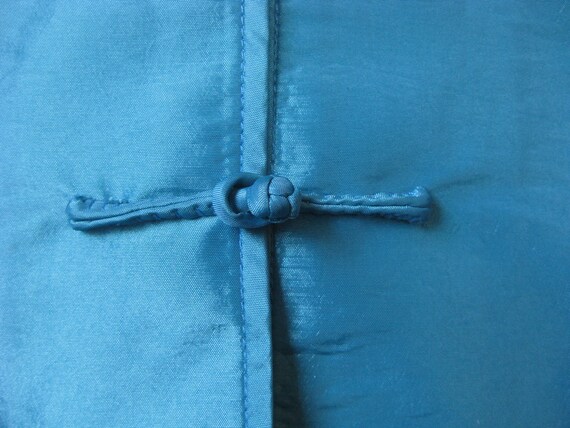 Chinese Style Blouse / Vtg / Turquoise Blue Silk … - image 2