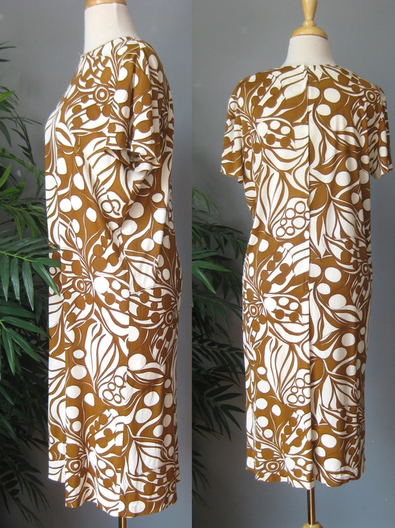 Psychedelic Dress / Vtg 60s / L'Aiglon Brown and … - image 3