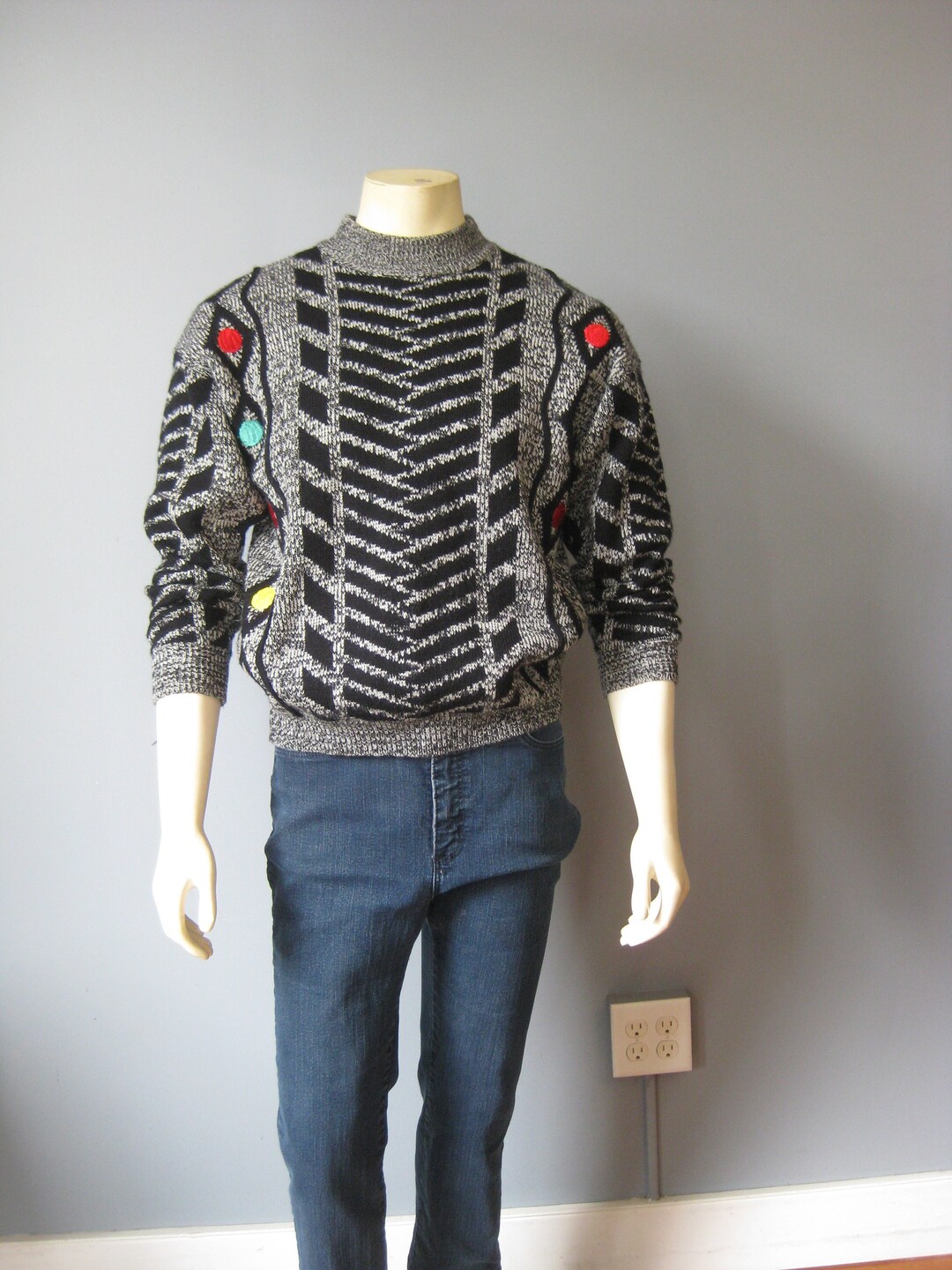 Vintage Novelty Sweater / Vtg 70 / CSL Acrylic Statement Etsy