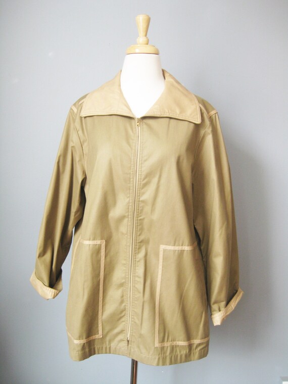 Bonnie Cashin Jacket / Vtg 70s / Beige Zip Front S