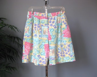 High Waisted Shorts / Vtg 80s / David Smith Colorful 100% Cotton High Waisted Shorts