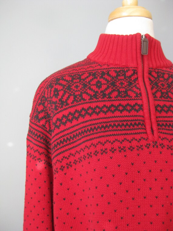 Chaps Red Black Ski Sweater Vtg 00s Y2K Chap Cotton Henley Pullover Ski Sweater Quarter Zip Sweater Size XL Etsy Ireland