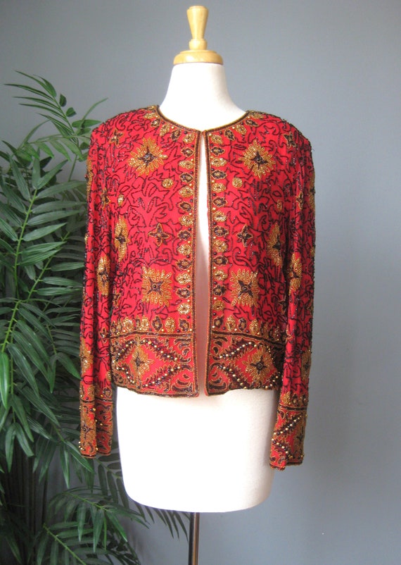 Beaded  Jacket / Vtg 90s / Papell Boutique Evening