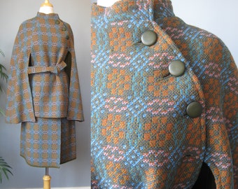 Wool Cape Ensemble / Vtg 70s / 3 pc set Skirt Cape and Vest Made in Wales UK