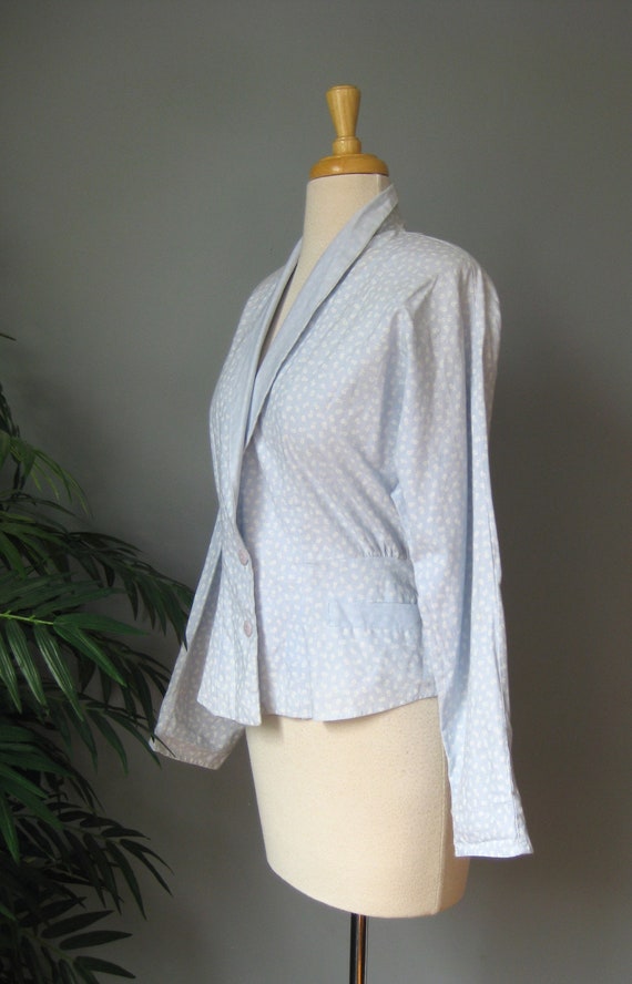 Cotton Peplum Blouse / Vtg 80s / Handmade Surplic… - image 3