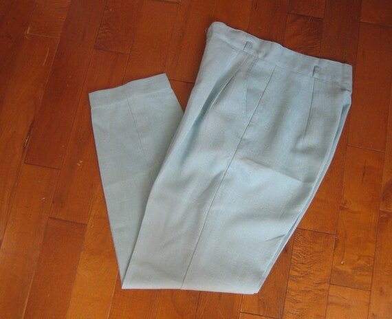 Tapered Trousers / Vtg 90s / Pastel Blue summer p… - image 4
