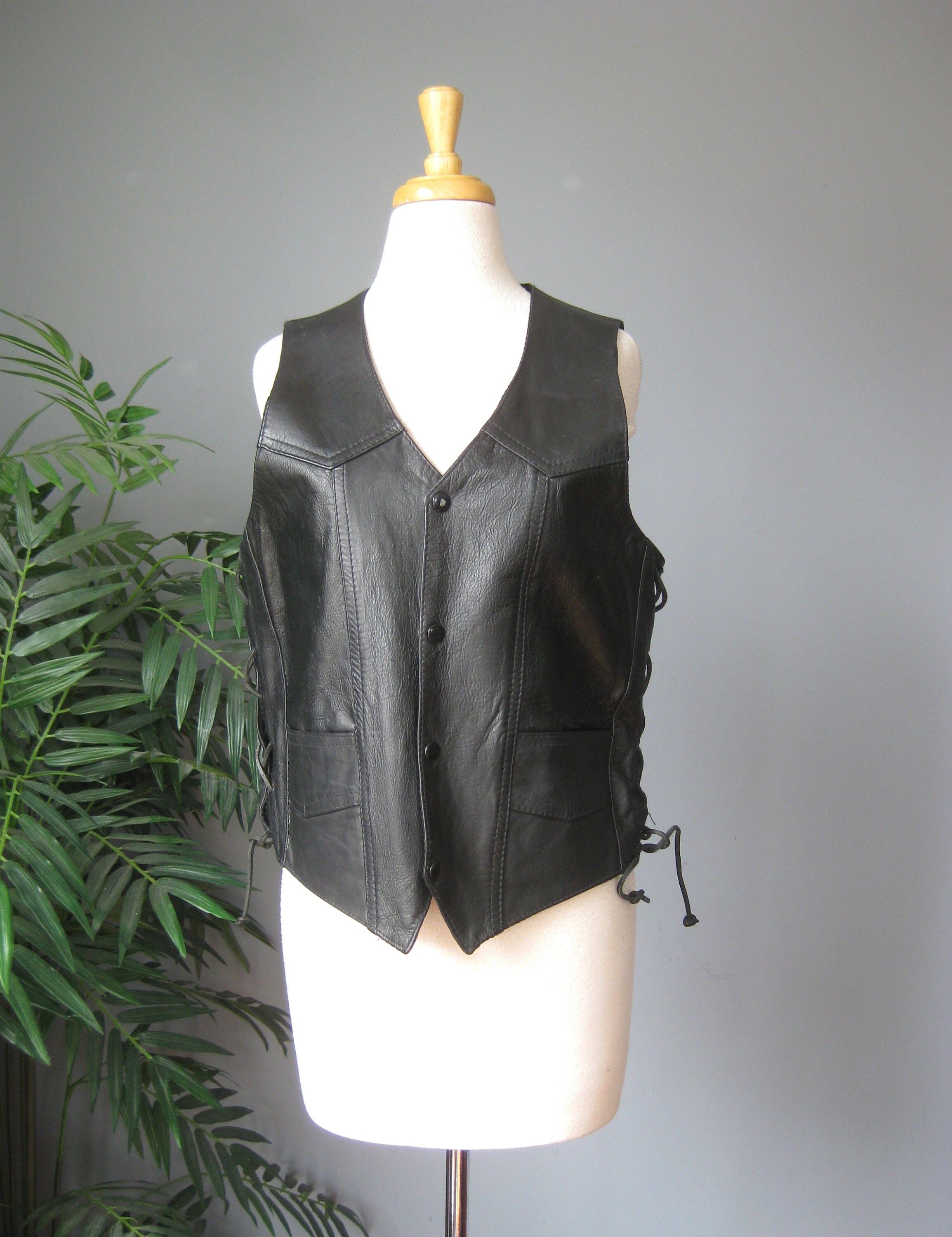Lace up Leather Vest - Etsy