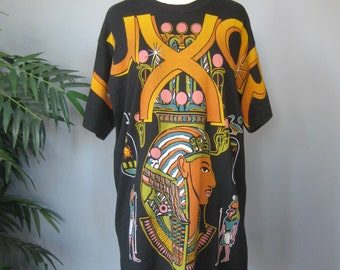 Luxor Tee Shirt / Vtg 90s / Black Ancient Egyptian Theme t-shirt swim coverup