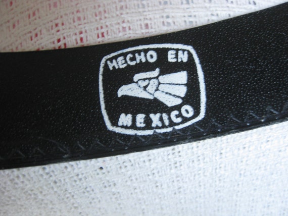 Straw Hat / Vtg / White Mexican firm body straw f… - image 5