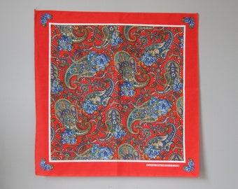 Paisley Bandana / Vtg / Wamcraft New Red and Blue vintage cotton blend bandana head scarf neckerchief