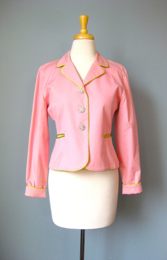 Pastel Pink Blazer / Vtg 90s / Molly B Pink cotton