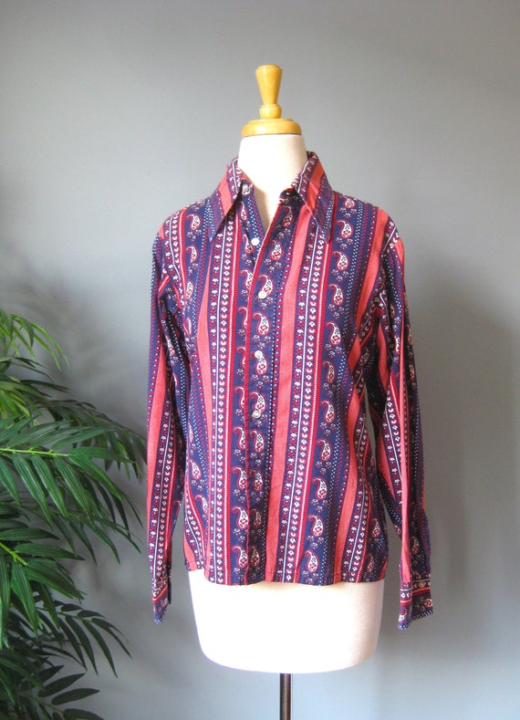 Paisley Buttondown / Vtg 70s / Continental Cotton 