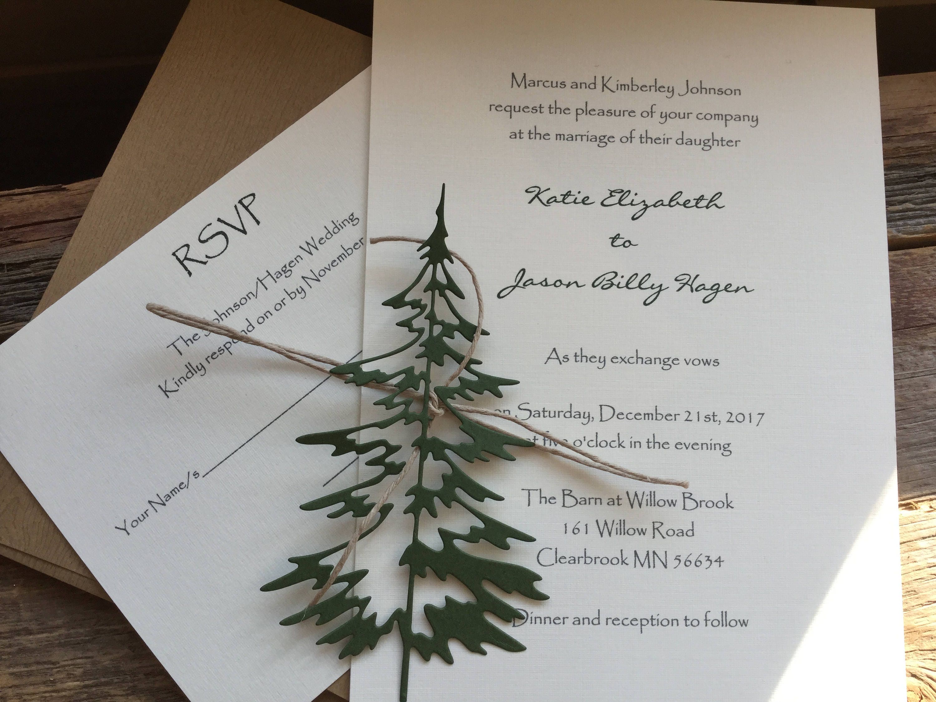 Pine Tree Wedding Invite Christmas tree wedding invitation Etsy