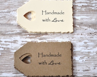 Handmade with love tags Handmade tags heart love