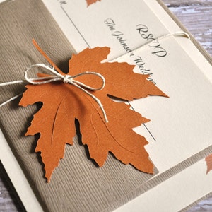 Fall Wedding Invitations, Autumn Wedding Invitations, leaf invitations, Fall Wedding Invites image 1