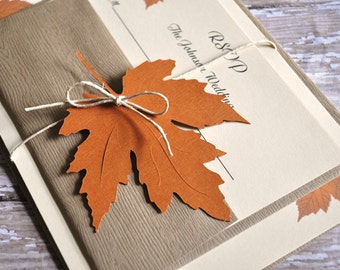 Faire-part de mariage d'automne, Faire-part de mariage d'automne, faire-part de feuille, Faire-part de mariage d'automne