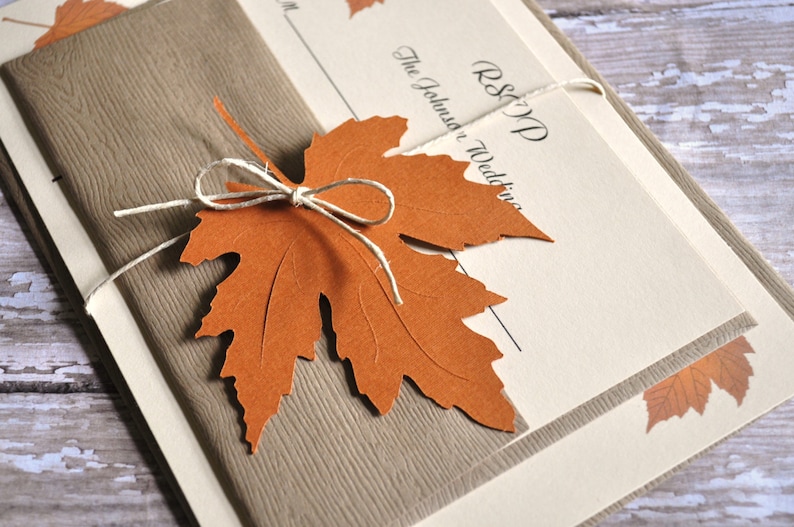 Fall Wedding Invitations, Autumn Wedding Invitations, leaf invitations, Fall Wedding Invites 