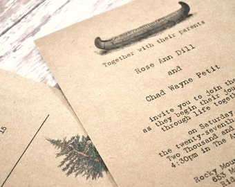 Canoe Wedding Invitations Forest Wedding River