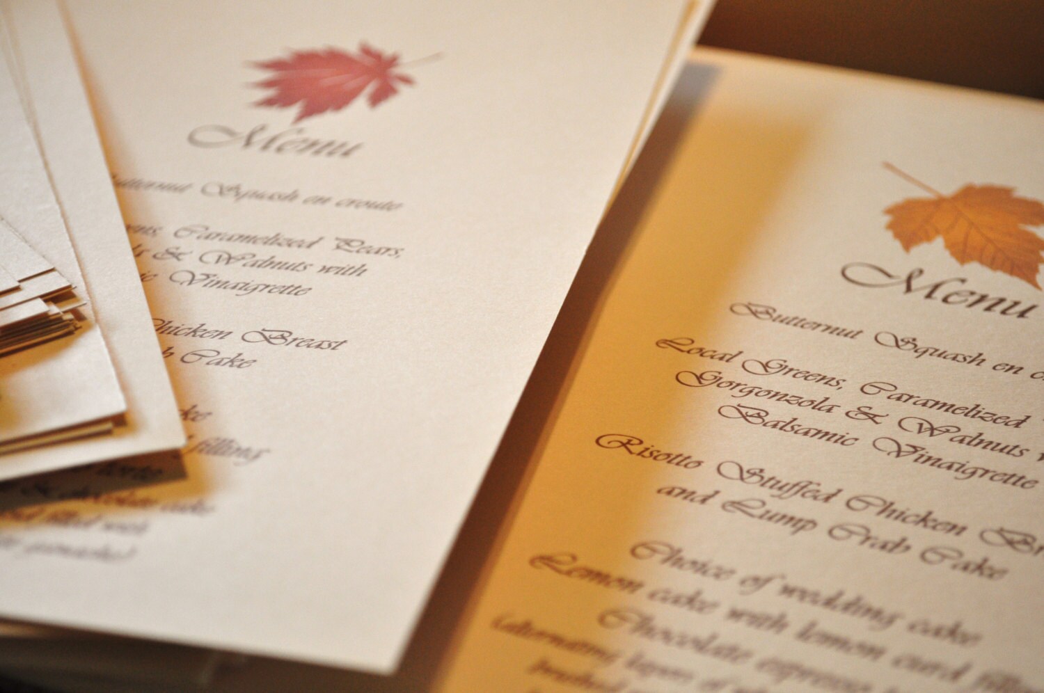 Fall Wedding Menu Cards Fall Leaves Autumn Wedding Etsy