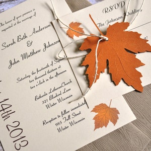 Fall Wedding Invitations, Autumn Wedding Invitations, leaf invitations, Fall Wedding Invites image 3