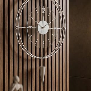 Reloj de pared grande de metal de 75 x 50 cm, moderno, silencioso, de cuarzo, con cristal templado. Decoración para el hogar.