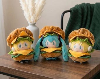 Hatsune Miku Hamburger Inspired Plushie 15cm Kagamine Rin Kagamine Len Plush Doll Anime Collectible valentines day Christmas & Birthday Gift