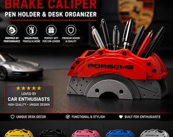 Porsche Brake Caliper Pen Holder Desk Organizer Car Enthusiast Gift