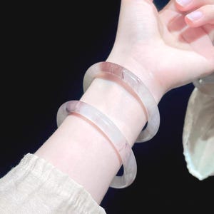 Plum Berry Chalcedony Bangle, Ethereal Jelly Quartzite Jade Smooth Cuff 8mm