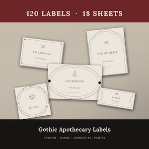 Halloween Apothecary Labels Printable, Gothic Potion Bottle Jar Set, Editable PDF